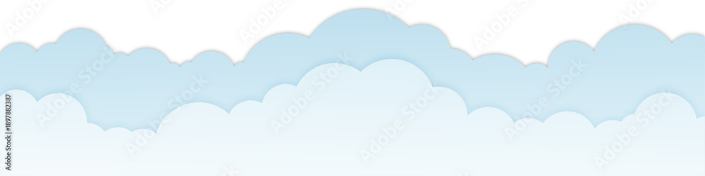 Φωτογραφία Light Blue Cartoon Cloud Border, Illustration