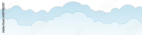 Light Blue Cartoon Cloud Border, Illustration