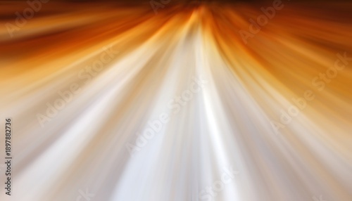 Dynamic abstract background. Radial blur effect. Warm golden orange, deep brown tones blend soft white. Creates energetic light streaks. Represents speed, motion,