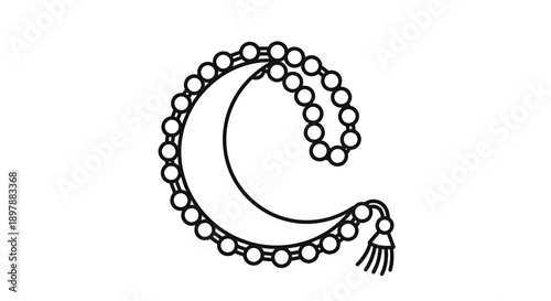 Islamic prayer beads icon vector isolated. muslim rosary beads or tasbih icon. traditional ramadan kareem and eid al-fitr, eid al-adha celebration symbols