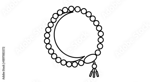 Islamic prayer beads icon vector isolated. muslim rosary beads or tasbih icon. traditional ramadan kareem and eid al-fitr, eid al-adha celebration symbols