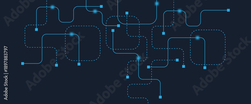 Abstract digital AI circuit board background with tech icons. Digital technology motherboard texture design. Engineering circuit board concept for poster, header, banner, website, presentation