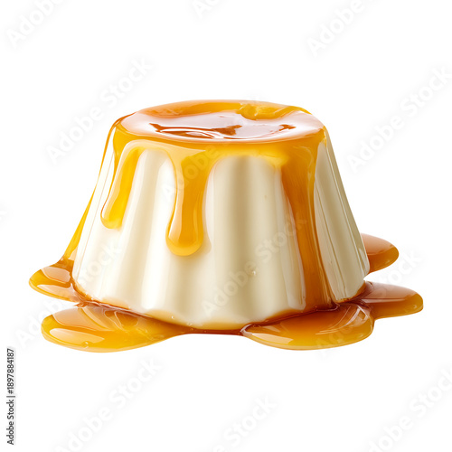 Panna cotta, isolated on white background, realistic, studio lighting, centered, no shadow, transparent background
