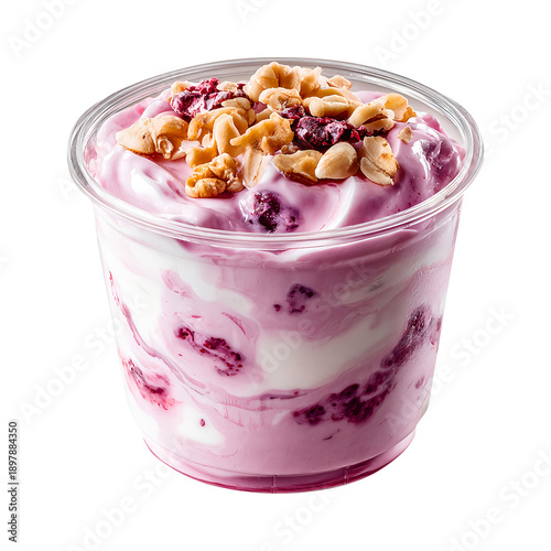Parfait yogurt cup, isolated on white background, realistic, studio lighting, centered, no shadow, transparent background