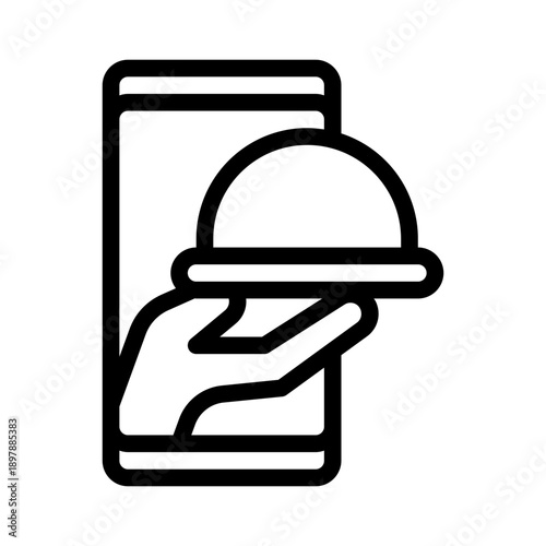 food delivery app line icon