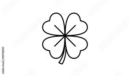 Outline four leaf clover icon vector with clean line art shamrock symbol