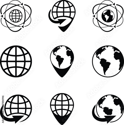 Set of location map pin icons. Collection of modern map markers. Pinpoint. Icon for location pin. Marker for map pin placement. Icon for map marker pointer. Symbol for GPS location. Vector in flat sty