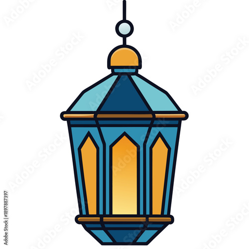 bird shaped lantern in a cage illustration