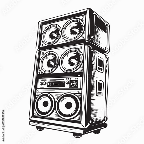 Speakers Sound Audio Speaker Entertainment Image Vector on White Background