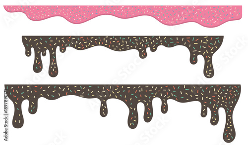 Frosted sprinkle frame with subtle icing drips for wallpapers, prints and sweet backgrounds