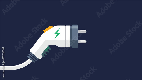 Electric vehicle charging plug icon with a green lightning bolt symbol representing clean energy and sustainable transport.