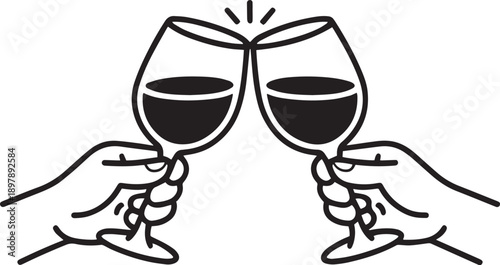 Two People Clinking Wine Glasses in Cheers Gesture