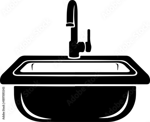 kitchen sink silhouette vector illustration