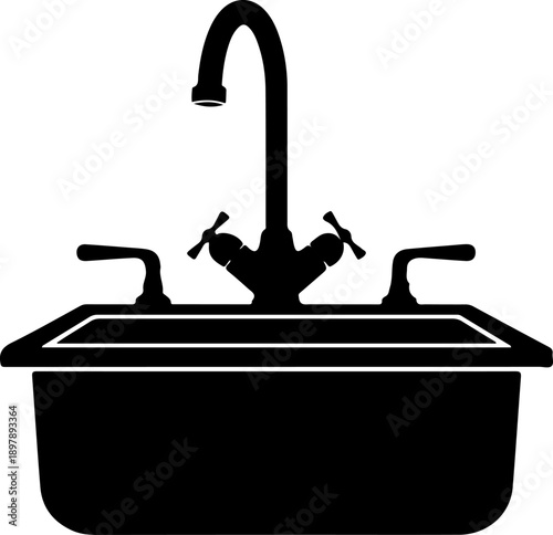 kitchen sink silhouette vector illustration
