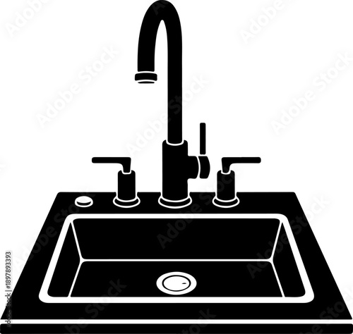 kitchen sink silhouette vector illustration