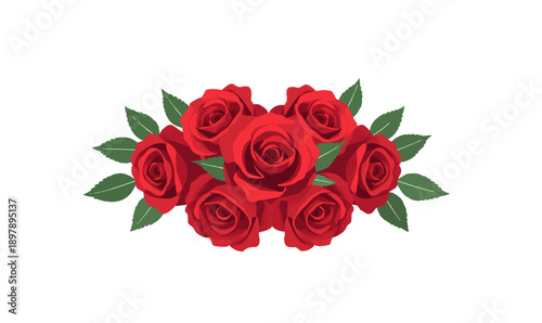 Romantic Red Rose Bouquet Vector Illustration