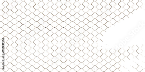Seamless geometric pattern of a steel chain link fence with barbed wire featuring a metal mesh grid design on a textured iron wire backdrop