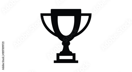 A simple black silhouette of a classic trophy on a white background