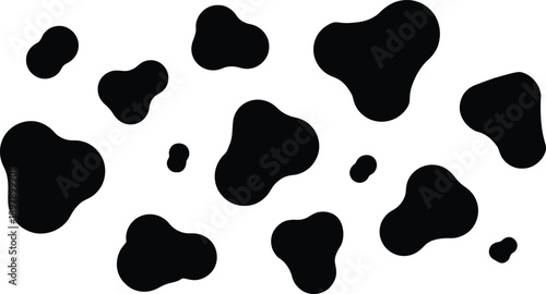 Illustration of black and white cow print spots pattern for fabric or wallpaper design