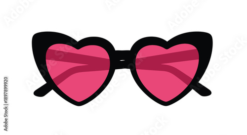 A pair of pink heart shaped sunglasses on a white background