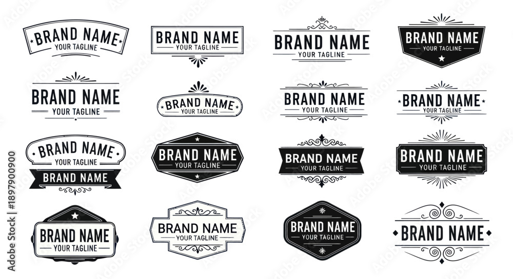 Fototapeta premium Collection of Brand Name Label Designs.