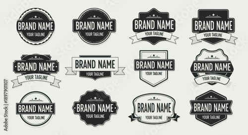 Collection of Black and White Labels.