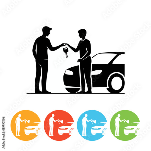 car rental, man handing over keys.