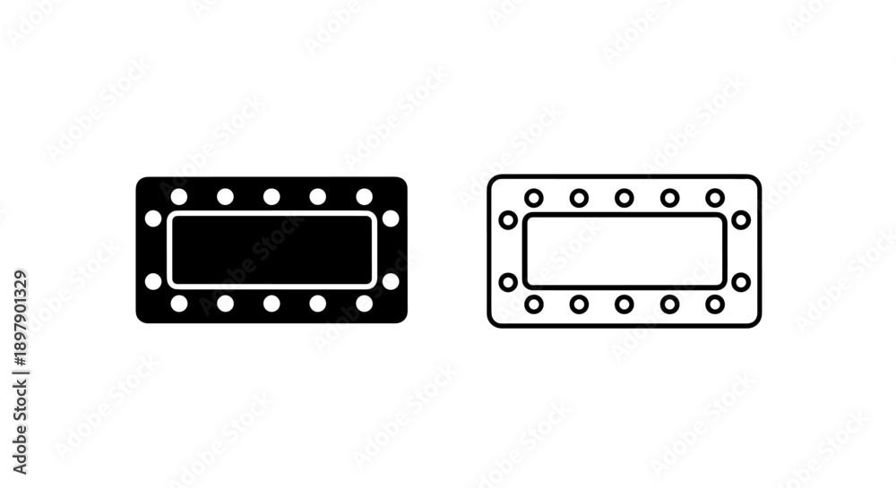Fototapeta premium Rectangular Marquee Cinema Sign Frame with Lights for Text Display