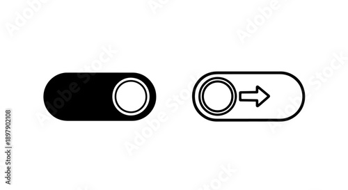 UI Toggle Switch Icon with Arrow for Next Step Activation and Control