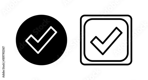Modern Checkmark Icons in Circle and Square Shapes for UI Design