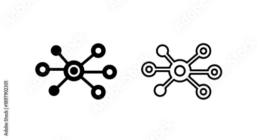 Network Connection Icon: Social Media, Data Sharing, Hub, Communication Symbol