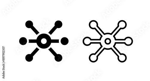 Decentralized Network Hub Icon: Distributed, Connectivity, Communication System