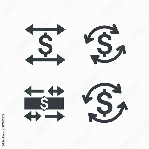 Financial symbols with arrows.