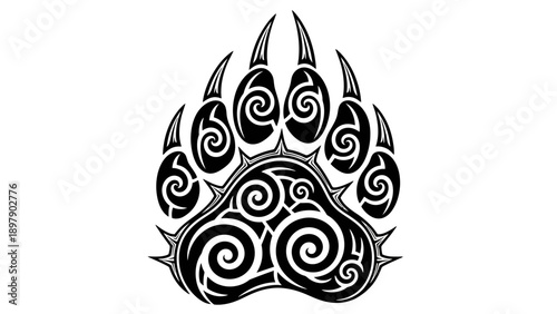 Tribal bear paw print design element.