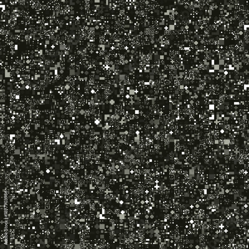 Dense black speckled noise with tiny white flecks scattered evenly, forming gritty static texture like encrypted data voids or crypto hash darkness.