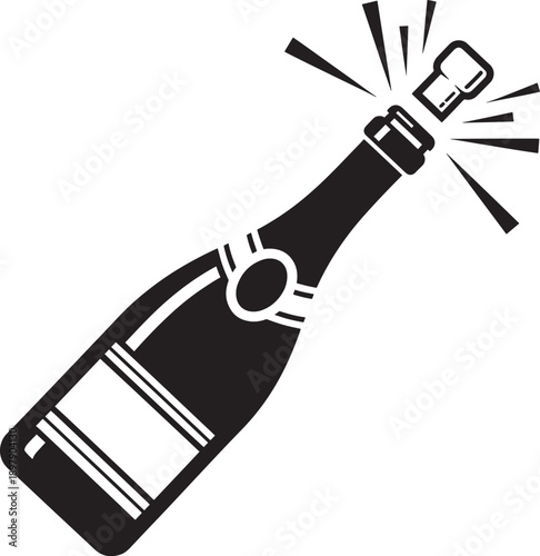 Champagne Bottle Popping Cork - Celebration and Party Icon