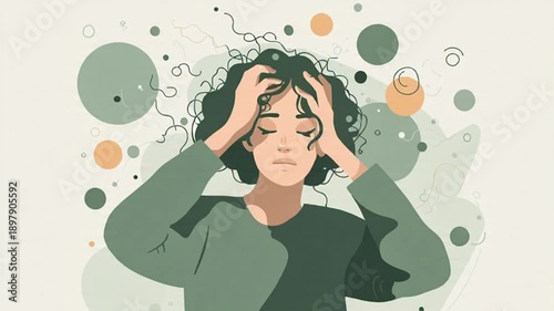Illustration of a teenager struggling with stress related to teen mental health in a minimalist flat style