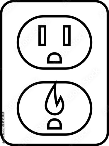 Plug Port Icon, Power Socket and USB Connection Symbol for Technology, wall socket technology vector Energy, Charging Interface template, Electrical Plug, Outlet Sign for App, Web, UI Design