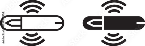 Dog microchip icon. Smart chip symbol. Pet identification symbols. Animal RFID chip graphic design. Veterinary tracking and safety signs. Flat illustration vector set