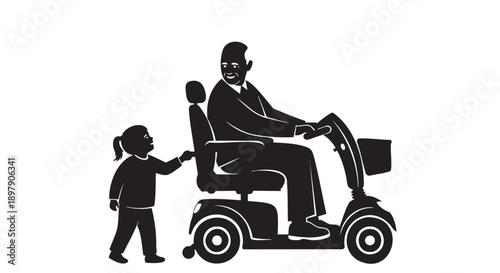 Child holding hand of man in wheelchair showing kindness and support