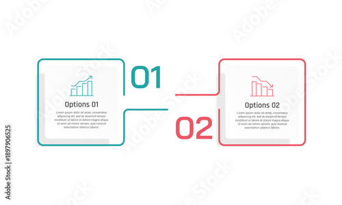 Business Comparison Infographic with 2 Options and Success vs Failure Graphs. Vector illustration.