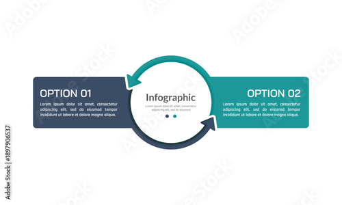 Infographic Minimalist Vector Cycle Diagram with Two Parts for Financial Report and Data Visualization. Vector illustration.