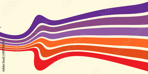 Abstract colorful 70s background vector. Vintage retro wallpaper with rainbow stripes and wavy lines. A 1970 color illustration suitable for posters, modern.