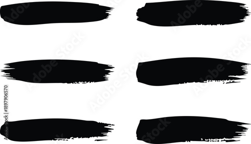 A set of black brush strokes on a white background for design and artistic use