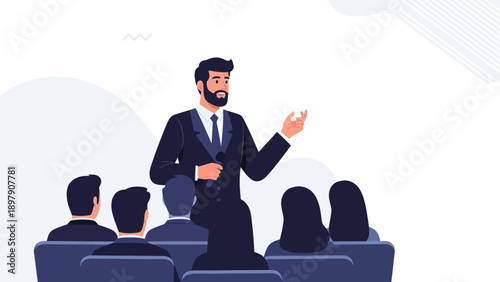 Businessman Presenting to Audience in Conference Hall