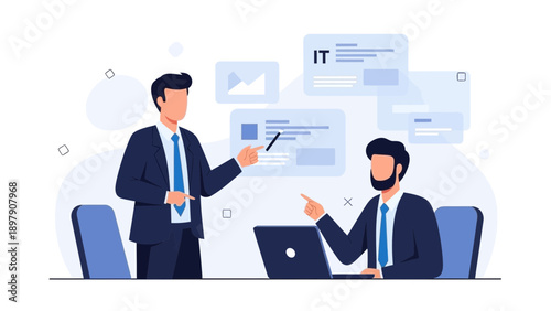 Business meeting, IT presentation, teamwork, collaboration