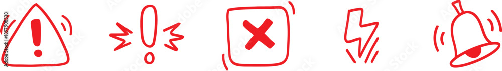 Obraz premium Warning signs and symbols set danger caution error alert stop prohibited isolated on transparent background