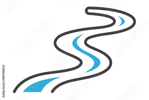 small stream outline vector icon  narrow flowing w
