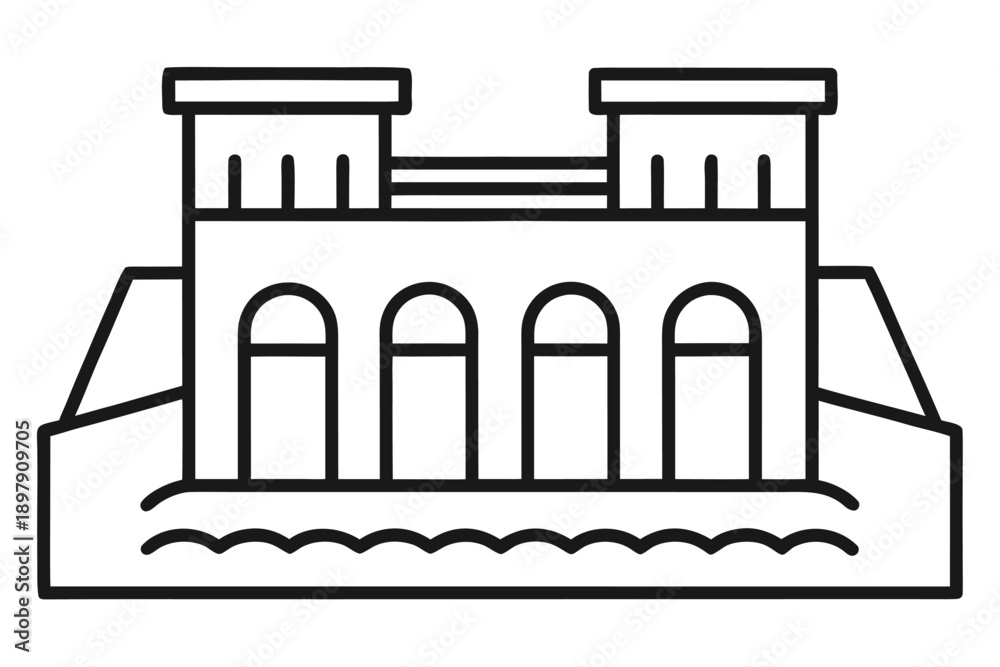 Fototapeta premium river dam outline vector icon simplified dam stru