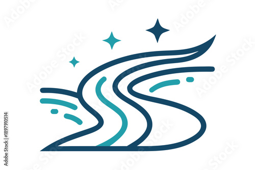 clean river outline vector icon  flowing river wit